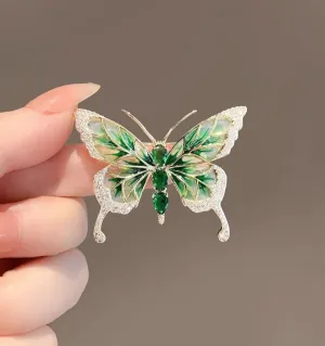 XSB093 - Green Butterfly Saree Brooch